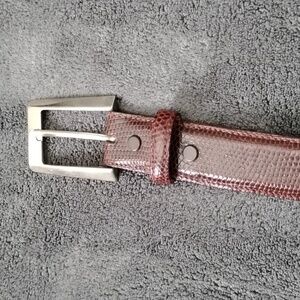 Genuine Lizard Belt with Silver tone Buckle